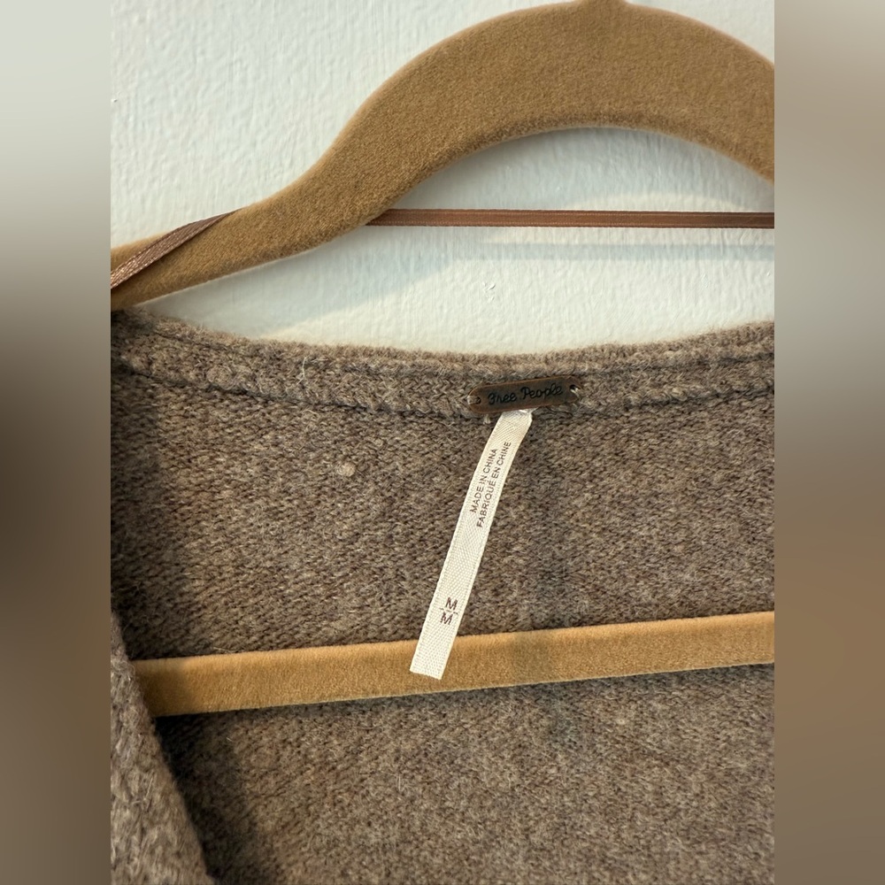 Free People Taupe V-Neck Sweater - Picture 2 of 4